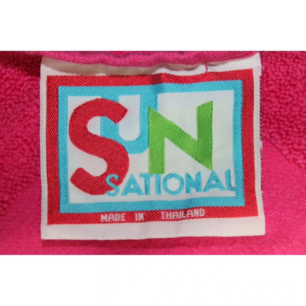 Vintage Y2K Sun Sational Pink Floral Butterfly Beach Towel 37x63 Cotton